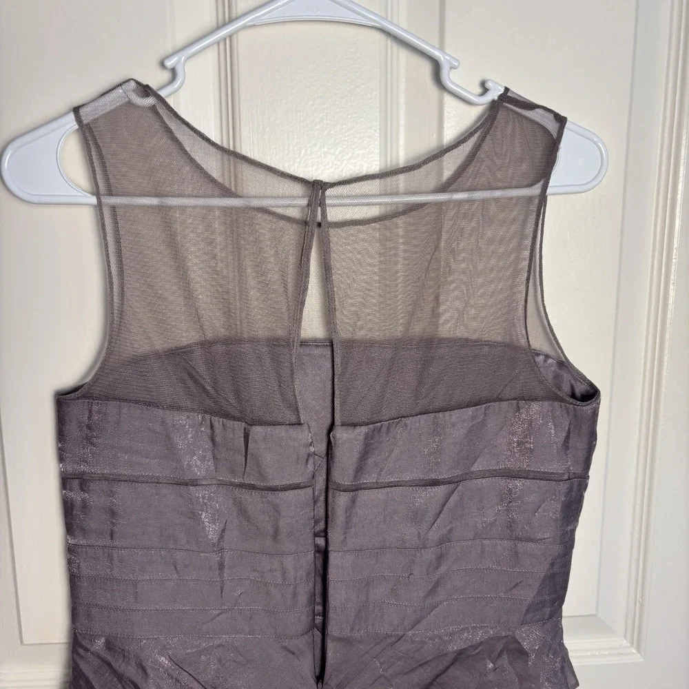 NWT Adrianna Papell Anthropologie Women's 8 Cocktail Dress Mauve Metallic Tiered